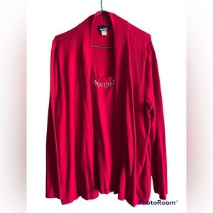 Soft red sweater jacket with built-in tank top size extra large